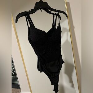 Windsor lace and mesh black bodysuit
